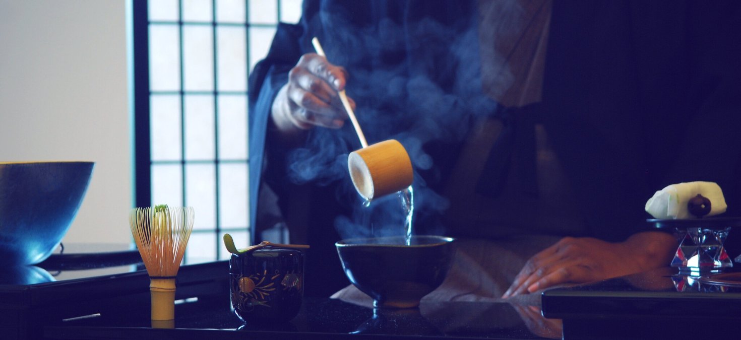 Omar Francis demonstrating tea ceremony